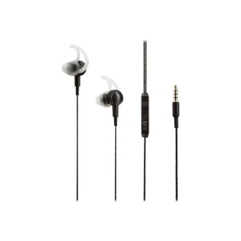 Manhattan Sport Earphones with Inline Microphone (Clearance Pricing), Integrated Controls, Noise Isolating, Ear Hook for Secure Fit, Sweatproof, Std 1x 3.5mm jack/plug for audio/mic use, Retail Box