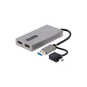 StarTech.com USB to Dual HDMI Adapter, USB A/C to 2x HDMI...