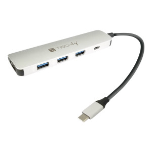 Techly Hub - Aluminium, SuperSpeed USB 3.1 Gen 1 Typ C -...