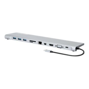 Manhattan USB-C Dock/Hub with Card Reader and MST, Ports (x9):