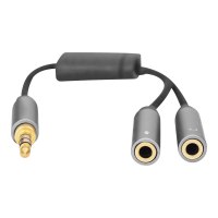 DIGITUS Audio Headset Adapter, 3.5 mm jack to 2x 3.5 mm socket