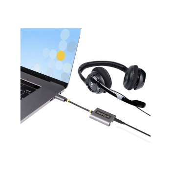 StarTech.com USB-C Headphone Splitter, USB Type C Dual Headset Adapter w/Microphone Input, USB C to 3.5mm Adapter/Earphone Dongle, USB C to Audio Jack/Aux Output - Mic and Headset Controls, Built-in 24-bit DAC (USBC-AUDIO-SPLITTER)