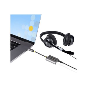 StarTech.com USB-C Headphone Splitter, USB Type C Dual Headset Adapter w/Microphone Input, USB C to 3.5mm Adapter/Earphone Dongle, USB C to Audio Jack/Aux Output - Mic and Headset Controls, Built-in 24-bit DAC (USBC-AUDIO-SPLITTER)