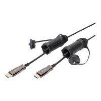 DIGITUS Premium Highspeed - HDMI-Kabel mit Ethernet - HDMI männlich Schutzhülle zu HDMI männlich Schutzhülle - 15 m - Hybrid Kupfer/Kohlefaser - Schwarz - halogenfrei, Active Optical Cable (AOC)