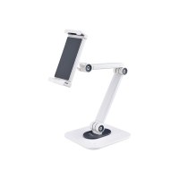 StarTech.com Adjustable Tablet Stand for Desk, Desk/Wall Mountable, Supports Up to 2.2lb, Universal Tablet Stand Holder for Desk, Articulating Tablet Mount with Pivot/Swivel/Rotate - Ergonomic Tablet Stand (ADJ-TABLET-STAND-W)