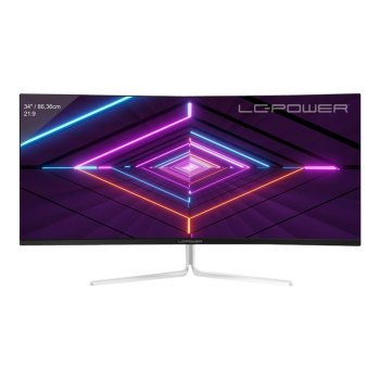 LC Power LC-M34-UWQHD-100-C-V3 - LED-Monitor - gebogen - 86.4 cm (34") - 3440 x 1440 UWQHD @ 100 Hz - VA - 300 cd/m² - 3000:1 - 6 ms - 3xHDMI, DisplayPort - Headset - weiß, Silber