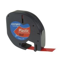 Dymo LetraTAG - Kunststoff - schwarz auf rot - Rolle (1,2 cm x 4 m)