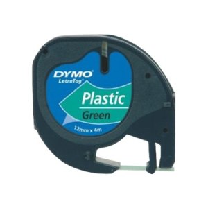 Dymo LetraTAG - Plastic - black on green