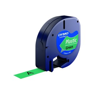 Dymo Etichette LT IN Plastica - Nero su verde - Poliestere - Belgio - DYMO - LetraTag 100T - LetraTag 100H - 1,2 cm