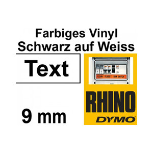 Dymo IND - Vinyl - Klebstoff - Schwarz auf Weiß - Rolle (0,9 cm x 5 m)