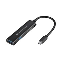 Conceptronic HUBBIES 4-Port-USB 3.0-Hub, USB-C-Anschluss. Hostschnittstelle: USB 3.2 Gen 1 (3.1 Gen 1) Type-C. Datenübertragungsrate: 5000 Mbit/s, Produktfarbe: Schwarz, Gehäusematerial: Aluminium. Netzteiltyp: USB. Unterstützt Windows-Betriebssysteme: Wi