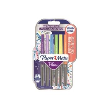 Paper Mate FLAIR Metallic - Filzstift - verschiedene Farben - 0.7 mm - Mittel (Packung mit 6)