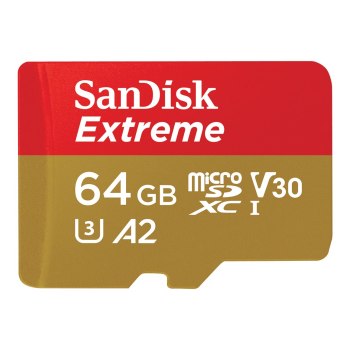 SanDisk Extreme microSDXC 64GB+SD Adapter 170MB/s 80MB/s A2 C10 V30 UHS-I U3