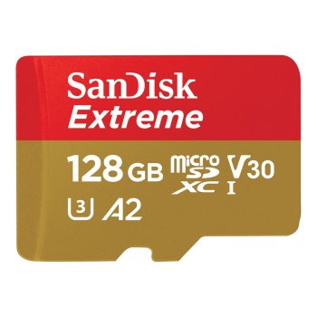 SanDisk Extreme microSDXC 128GB+SD Adapter 190MB/s 90MB/s A2 C10 V30 UHS-I U3