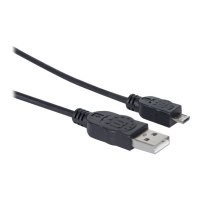 Manhattan USB-A to Micro-USB Cable, 1.8m, Male to Male, Black, 480 Mbps (USB 2.0)