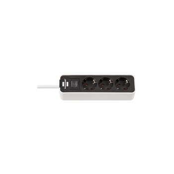 Brennenstuhl 1153230020 - 1.5 m - 3 AC outlet(s) - Indoor - Black,White - 200 mm - White