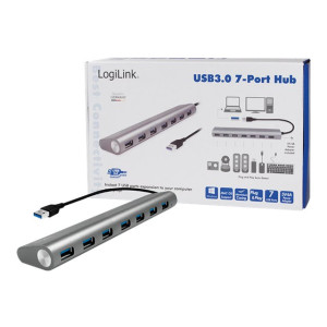 LogiLink USB 3.0 Hub 7-Port with Card Reader, Aluminum