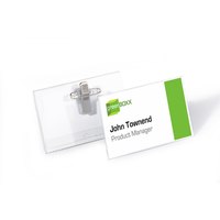 Durable PVC Combi Clip Name Badge - Landscape - PVC - Transparent - 90 mm - 54 mm - 50 pc(s)