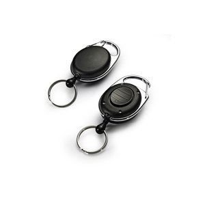 Durable Badge Reel Style LED - Keychain - Black - Metal -...