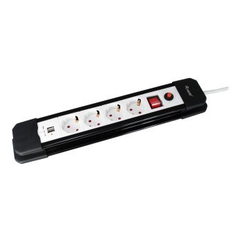 equip Life - Version 1 - Steckdosenleiste - Wechselstrom 250 V - 3500 Watt - Eingabe, Eingang Typ F - Ausgangsanschlüsse: 4 (2 x USB, 4 x Stecker Typ F) - 1.5 m Schnur