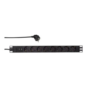 LogiLink PDU8C02 - Basic - 1U - Alluminio - Nero - 8...