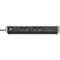 Brennenstuhl 1156057984 - 3 m - 4 AC outlet(s) - Type F - IP20 - Black - 16 A