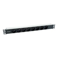 equip Pro - Stromverteilungseinheit (Rack - einbaufähig) - Wechselstrom 220-240 V - 3500 Watt - Eingabe, Eingang CEE 7/7 - Ausgangsanschlüsse: 8 (NF C61-314) - 1U - 48.3 cm (19") - 1.8 m Schnur - Frankreich - Schwarz, Silber