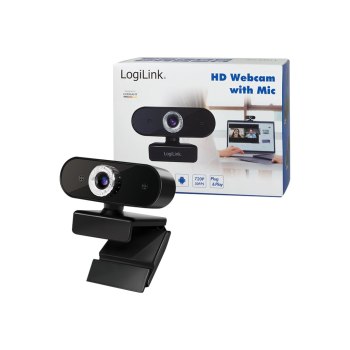 LogiLink HD USB Webcam with Microphone - Webcam - Farbe - 2 MP - 1280 x 720 - 720p - Audio - USB