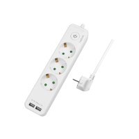 LogiLink Steckdosenleiste - Wechselstrom 250 V - 3680 Watt - Eingabe, Eingang Stromversorgung - Ausgangsanschlüsse: 3 (2 x USB, 3 x Stecker CEE 7/3)