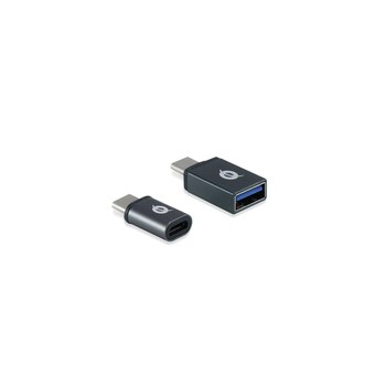 Conceptronic DONN USB-C OTG Adapter 2-Pack - USB-C to USB-A and USB-C to Micro USB - USB 3.1 Gen 1 Type-C - USB 2.0 Type-C - USB 3.1 Gen 1 Type-A - USB 2.0 Micro - Black