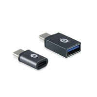 Conceptronic DONN USB-C OTG Adapter 2-Pack - USB-C to USB-A and USB-C to Micro USB - USB 3.1 Gen 1 Type-C - USB 2.0 Type-C - USB 3.1 Gen 1 Type-A - USB 2.0 Micro - Black
