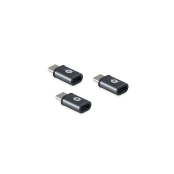 Conceptronic DONN USB-C to Micro USB OTG Adapter 3-Pack - USB 2.0 Type-C - USB 2.0 Micro - Black