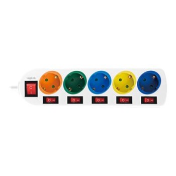 LogiLink Multicolor - Steckdosenleiste - Wechselstrom 250 V - 3680 Watt - Ausgangsanschlüsse: 5 (5 x Stecker CEE 7/3)