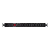 LogiLink - Stromverteilungseinheit (Rack - einbaufähig) - Wechselstrom 250 V - 2500 Watt - Eingabe, Eingang IEC 60320 C14 - Ausgangsanschlüsse: 8 (8x IEC 60320 C13) - 1U - 48.3 cm (19") - Schwarz