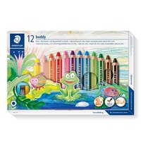 Staedtler Farbstift buddy 3in1 12er Kartonetui. Menge pro Packung: 12 Stück(e), Schreibfarben: Schwarz, Blau, Braun, Grün, Magenta, Orange, Rot, Violett, Gelb, Härte: Weich. Durchmesser (mm): 9,5 mm. Verpackungsart: Box