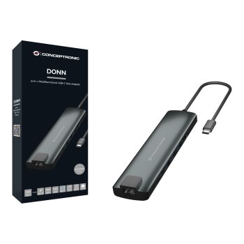 Conceptronic DONN06G - USB 3.2 Gen 1 (3.1 Gen 1) Type-C - HDMI - RJ-45 - USB 3.2 Gen 1 (3.1 Gen 1) Type-A - USB 3.2 Gen 1 (3.1 Gen 1) Type-C - 3840 x 2160 Pixel - MicroSD (TransFlash) - SD - SDHC - SDXC - 5000 Mbit/s - Nero - Argento