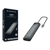 Conceptronic DONN06G - USB 3.2 Gen 1 (3.1 Gen 1) Type-C - HDMI - RJ-45 - USB 3.2 Gen 1 (3.1 Gen 1) Type-A - USB 3.2 Gen 1 (3.1 Gen 1) Type-C - 3840 x 2160 Pixel - MicroSD (TransFlash) - SD - SDHC - SDXC - 5000 Mbit/s - Nero - Argento