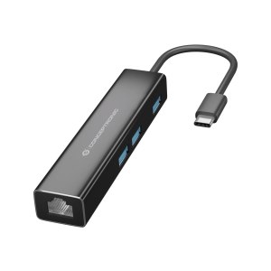 Conceptronic DONN07B - Hub - 3 x SuperSpeed USB 3.0 + 1 x 10/100/1000