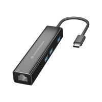 Conceptronic DONN07B - Hub - 3 x SuperSpeed USB 3.0 + 1 x 10/100/1000