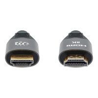 Manhattan HDMI Cable with Ethernet, 8K@60Hz (Ultra High Speed), 3m (Braided), Male to Male, Black, 4K@120Hz, Ultra HD 4k x 2k, Fully Shielded, Gold Plated Contacts, Lifetime Warranty, Polybag