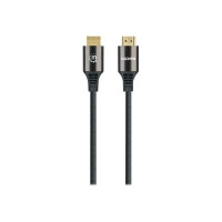 Manhattan HDMI Cable with Ethernet, 8K@60Hz (Ultra High Speed), 3m (Braided), Male to Male, Black, 4K@120Hz, Ultra HD 4k x 2k, Fully Shielded, Gold Plated Contacts, Lifetime Warranty, Polybag