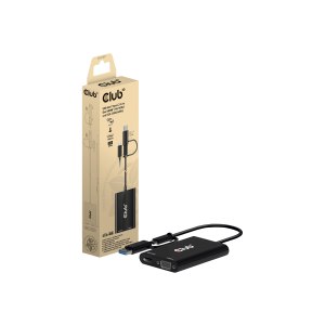 Club 3D Adapter - USB Type A, USB-C (M) to HD-15 (VGA),...