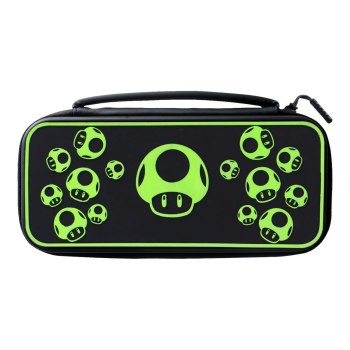 PDP Plus Glow - Tasche für Spielekonsole - leuchtet im Dunklen - 1-Up Mushroom - für Nintendo Switch Lite, OLED