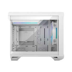 Fractal Design Torrent Nano - Tower - Mini-DTX - Seitenteil mit Fenster (gehärtetes Glas) - keine Spannungsversorgung (ATX) - white RGB clear tint - USB/Audio