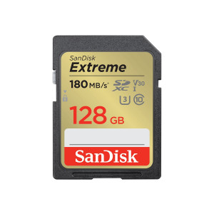 SanDisk Extreme 128GB SDHC Memory Card 180MB/s 90MB/s UHS-I Class 10 U3 V30