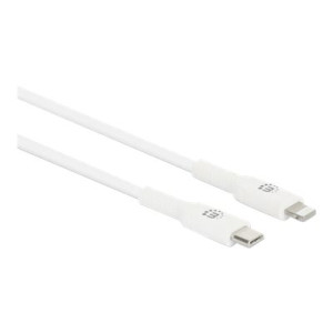 Manhattan USB-C to Lightning Cable, Charge & Sync, 1m, White, For Apple iPhone/iPad/iPod, Male to Male, MFi Certified (Apple approval program)