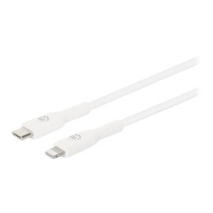 Manhattan USB-C to Lightning Cable, Charge & Sync, 2m, White, For Apple iPhone/iPad/iPod, Male to Male, MFi Certified (Apple approval program)