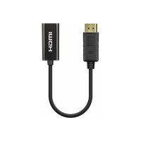 Manhattan DisplayPort 1.2 to HDMI Active Adapter, 4K@60Hz, 15cm, Male to Female, DP With Latch, Black, Not Bi-Directional, Three Year Warranty, Polybag