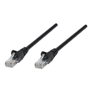 Intellinet Network Patch Cable, Cat5e, 1m, Black, CCA, U/UTP, PVC, RJ45, Gold Plated Contacts, Snagless, Booted, Lifetime Warranty, Polybag - Patch-Kabel - RJ-45 (M) zu RJ-45 (M) - 1 m - UTP - CAT 5e - geformt, ohne Haken - Schwarz