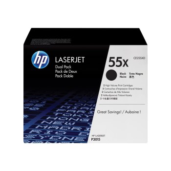 HP 55X - confezione da 2 - alta resa - nero - originale - LaserJet - cartuccia toner (CE255XD)